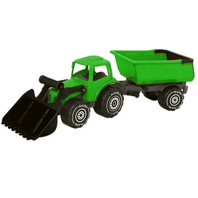PLASTO Traktor med tilhenger - Grønn