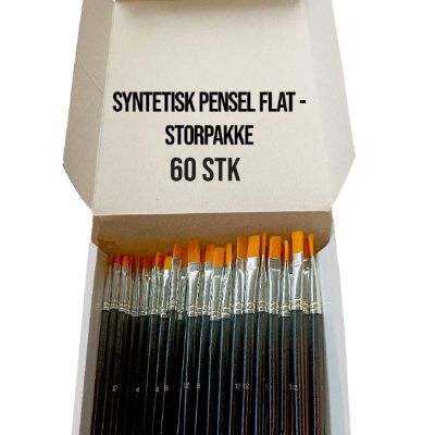 Syntetisk pensel flat - storpakke 