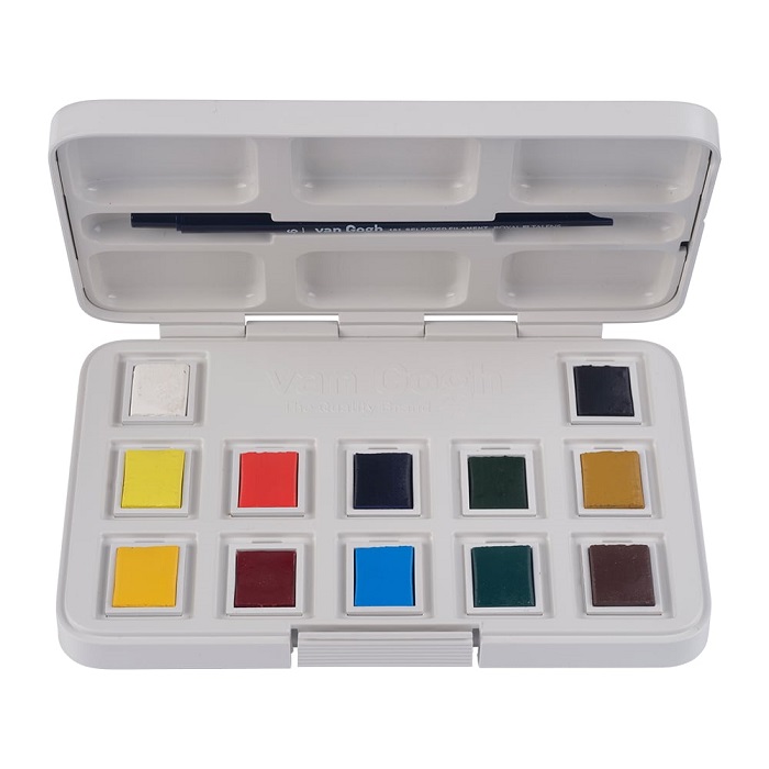 Van Gogh Akvarell PocketBox Sett – 12 half-pans og pensel 6 - Bilde 2